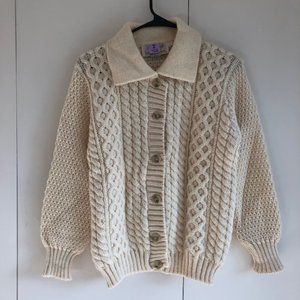 Scottish White Wool Cardigan
